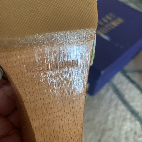 Stuart Weitzman leather and wood platform sexy kitten heel sandal - Picture 11 of 12